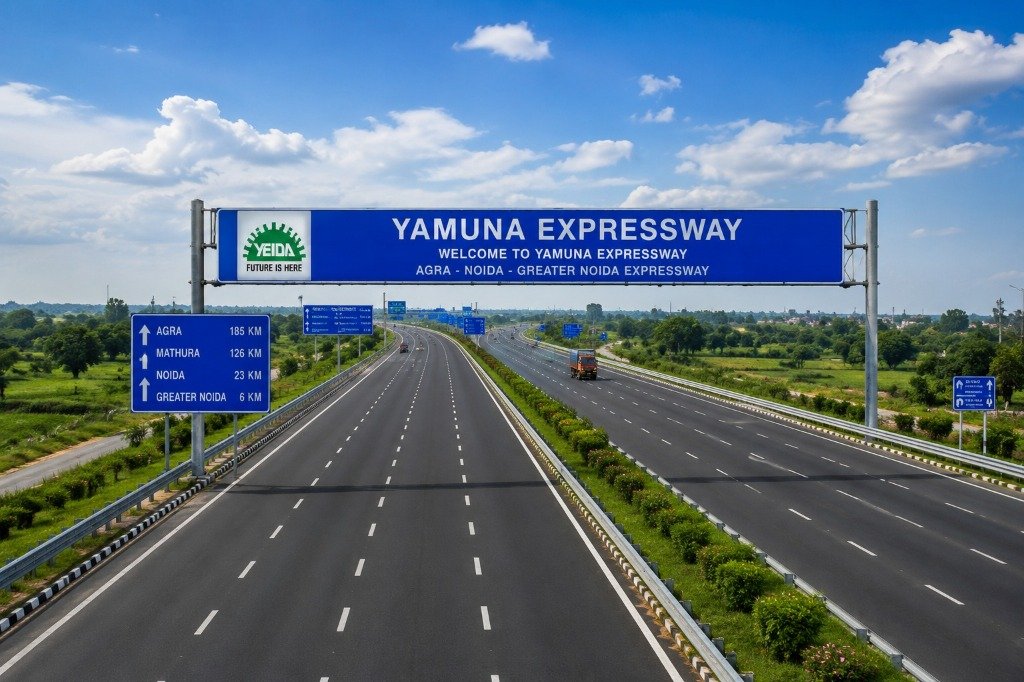 Yamuna Expressway six-lane expressway corridor near Cine Vista Residency